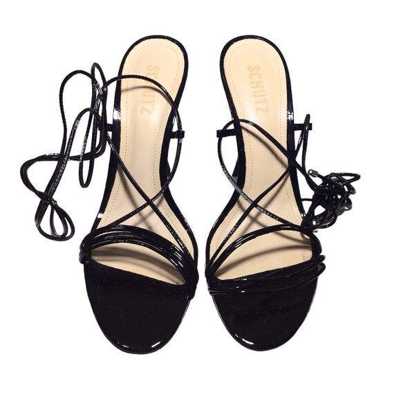 Schutz Black Arceli Sandal String Wrap Size 10 - Picture 2 of 10